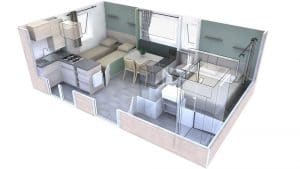 Camping Salendrinque : Residences Trigano Mobil Home 2chambres Evolution24 Plan 3d